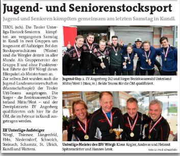 Berichte in der Tiroler Tageszeitung – Wintersaison 2018/19
