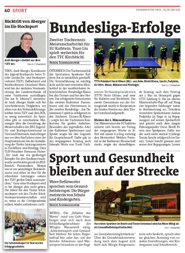 Bericht Bezirksblätter vom 05.05.2021 – Bundes- und Nationalliga Runde 3