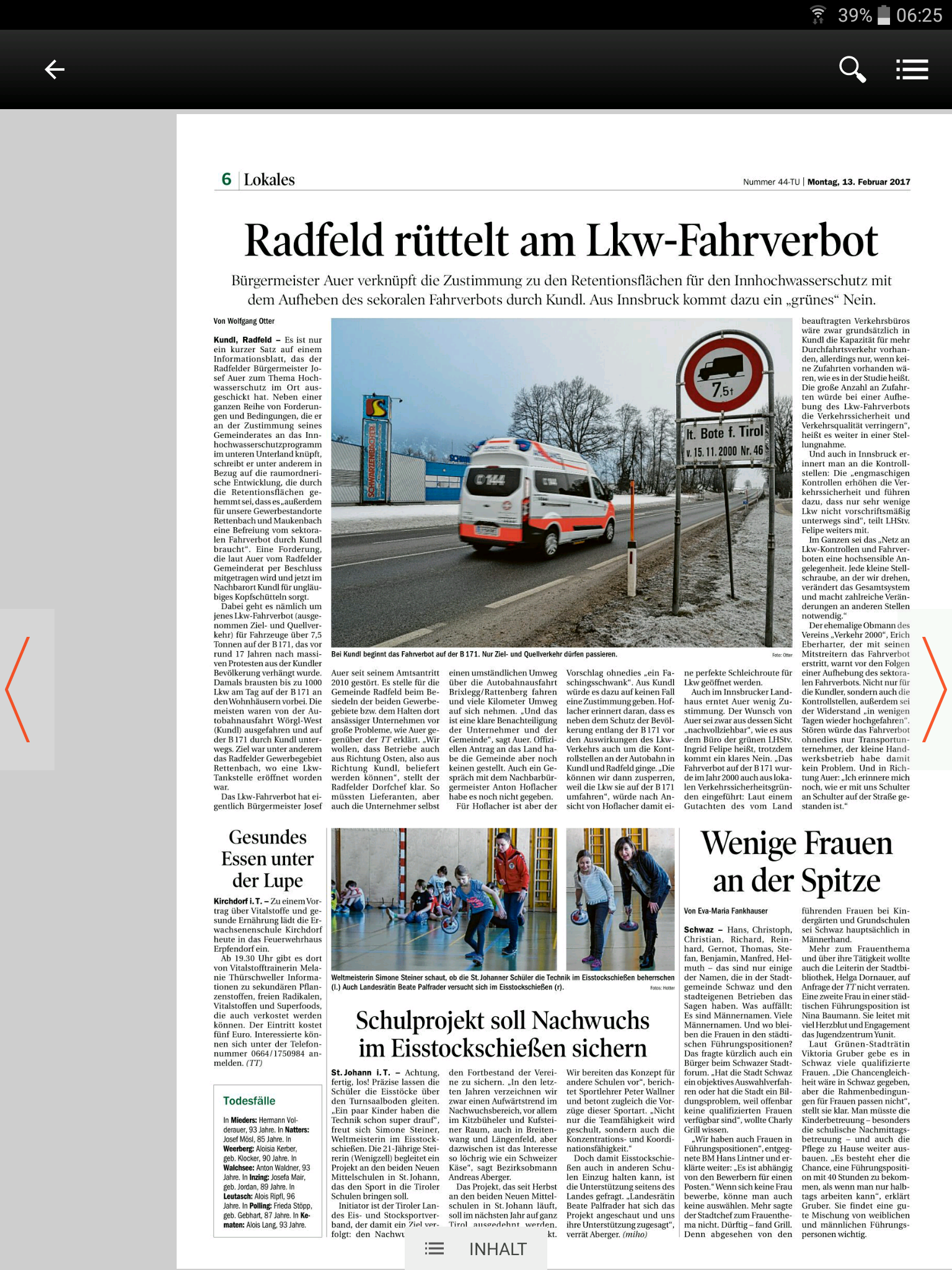Tiroler Tageszeitung 13. Feb. 2017