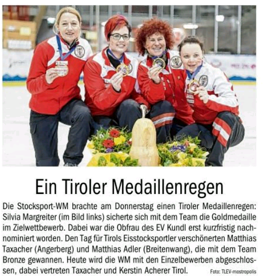 Erfolgreiche EM / WM für Tiroler SportlerInnen  (Bilder und Presseberichte)