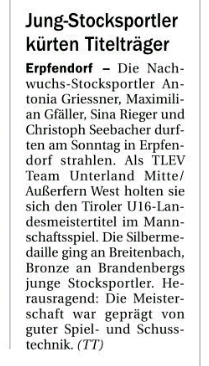 Berichte in der Tiroler Tageszeitung – Sommersaison 2018