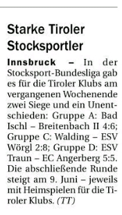 Berichte in der Tiroler Tageszeitung – Sommersaison 2018