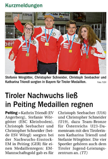 Berichte in der Tiroler Tageszeitung – Wintersaison 2018/19