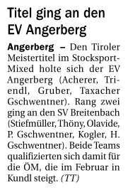 Berichte in der Tiroler Tageszeitung – Wintersaison 2018/19