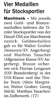 Berichte in der Tiroler Tageszeitung – Wintersaison 2018/19